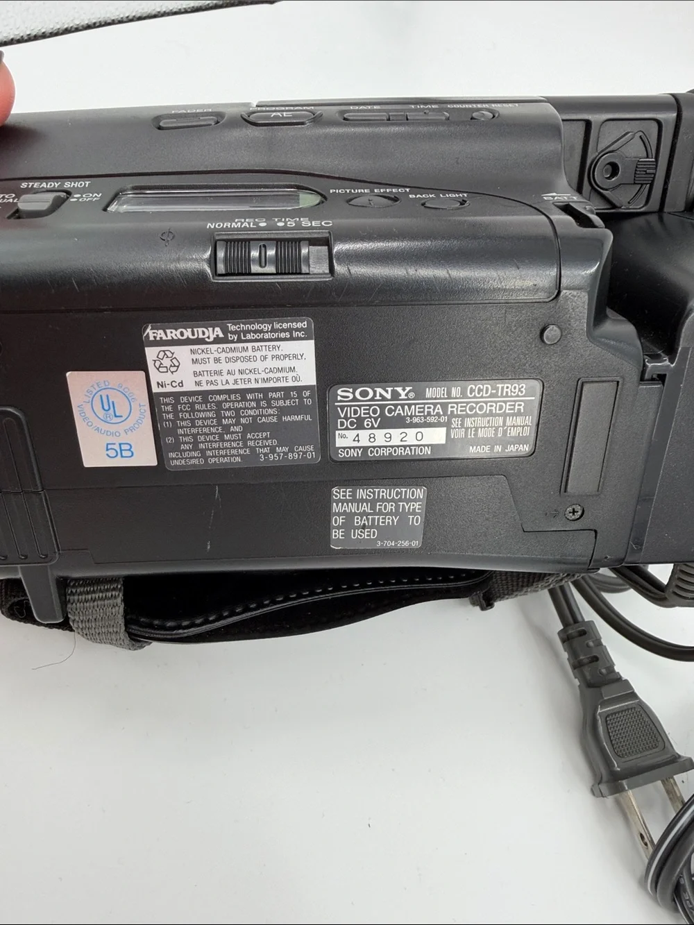 2 Sony Black Video Camcorder Kit with Blue Strap and AV Cables Not Tested
